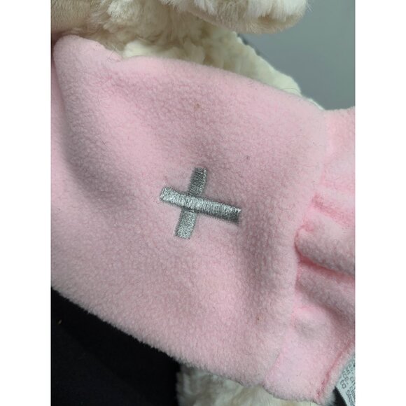 Demdaco Nat & Jules Lay Me Down To Sleep Lamb Plush Toy Pink blanket Silver Cros - Picture 4 of 7